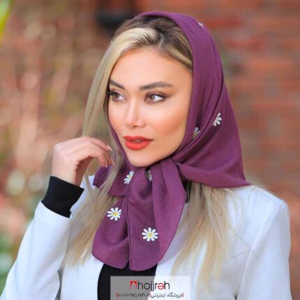 خرید و قیمت روسری مینی اسکارف طرح بابونه از حجره دیبا گالری