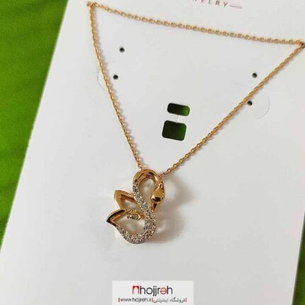 خرید و قیمت گردنبند استیل طرح قو سواروسکی Swarovski برند ژوپینگ XUPING آبکاری طلا از حجره