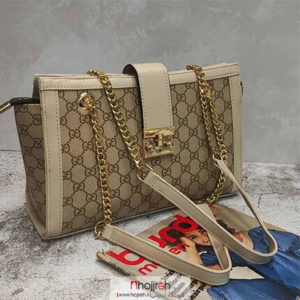 خرید و قیمت کیف بزرگ زنانه طرح گوچی GUCCI کرم از حجره