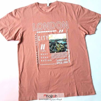 خرید و قیمت تیشرت مردانه وارداتی قواره دار صورتی طرح LONDON از حجره
