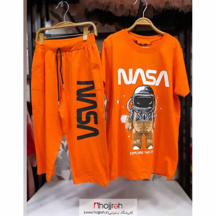 خرید و قیمت تیشرت و شلوارک بچگانه طرح ناسا NASA مناسب 8 تا 15 سال نارنجی از حجره
