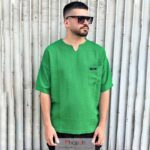 خرید و قیمت تیشرت یقه کوبایی بیسکوئیتی سبز از حجره