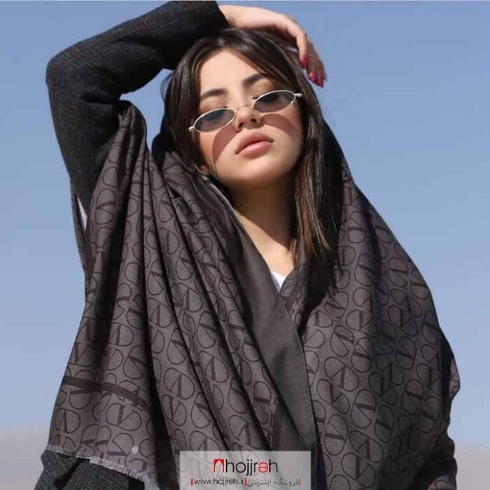 خرید و قیمت شال نخی بهاره طرح دار مشکی از حجره