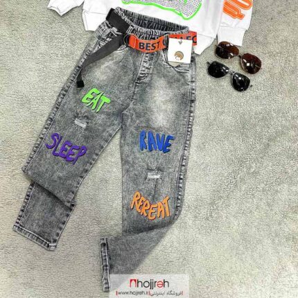 خرید و قیمت شلوار جین زاپ دار بچگانه اسپرت ( دخترانه و پسرانه ) زغالی مناسب 1 تا 8 سال از حجره