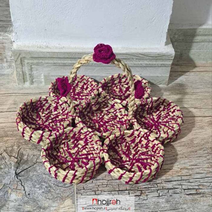 خرید و قیمت سفره هفت سین دسته دار حصیری سایز ۳۴ سانت بنفش کد SNV33 از حجره