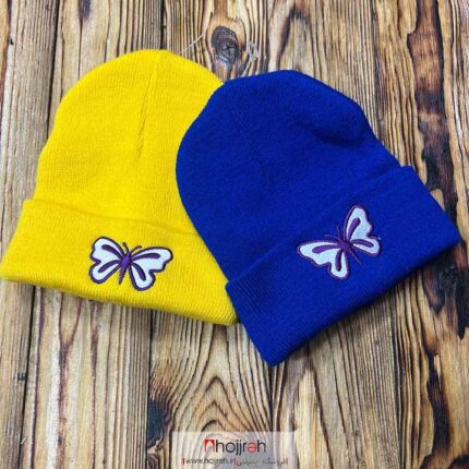 خرید و قیمت کلاه بافت مدل پروانه | آبی - زرد کد AL01 از حجره