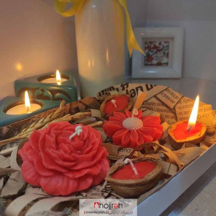 خرید و قیمت پک شمع گل آلاله و گل بابونه قرمز کد EL09 از حجره