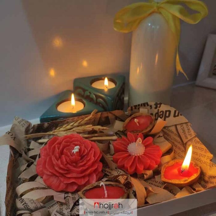 خرید و قیمت پک شمع گل آلاله و گل بابونه قرمز کد EL09 از حجره