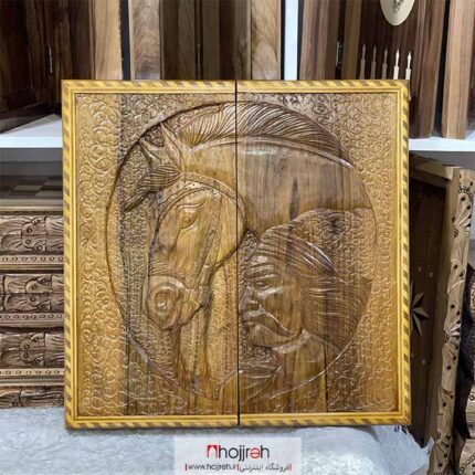خرید و قیمت تخته نرد تک بازی تمام منبت چوب گردو طرح اسب ساخت ارومیه کد TNS56 از حجره