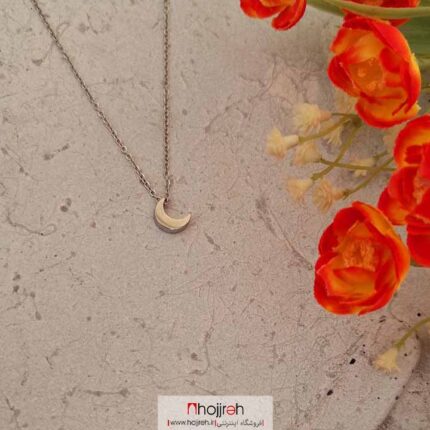خرید و قیمت گردنبند استیل طرح ماه نقره ای کد GB39 از حجره