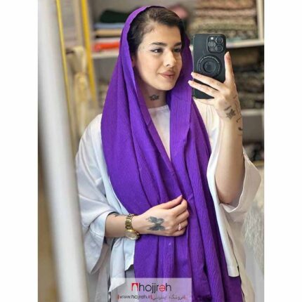 خرید و قیمت شال پفکی چهار فصل بنفش کد KM10 از حجره