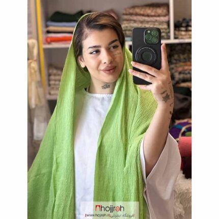 خرید و قیمت شال پفکی چهار فصل سبز پاستیلی کد KM10 ازحجره