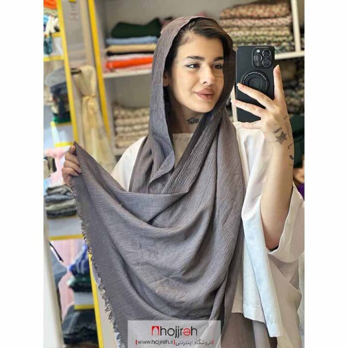 خرید و قیمت شال پفکی چهار فصل طوسی کد KM10 از حجره