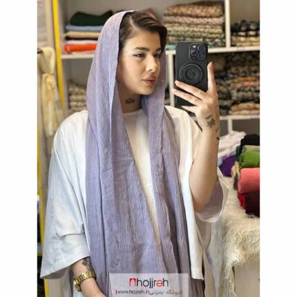 خرید و قیمت شال پفکی چهار فصل یاسی کد KM10 از حجره