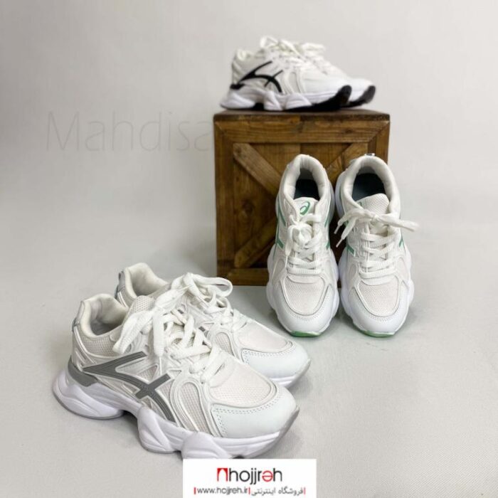 خرید و قیمت کتانی دخترانه طرح آسیکس ASICS سفید طوسی کد MH883 از حجره