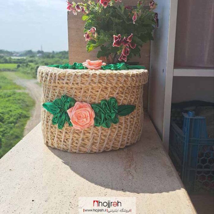 خرید و قیمت باکس حصیری ربان دوزی شده سایز بزرگ کد SNV67 از حجره