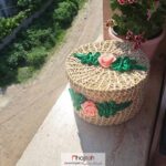 خرید و قیمت باکس حصیری ربان دوزی شده سایز بزرگ کد SNV67 از حجره