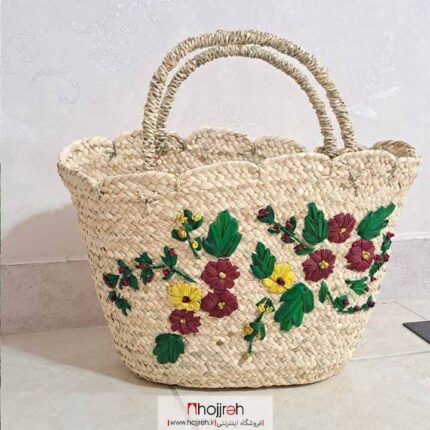 خرید و قیمت ساک حصیری پر گل سایز بزرگ کد SNV74 از حجره