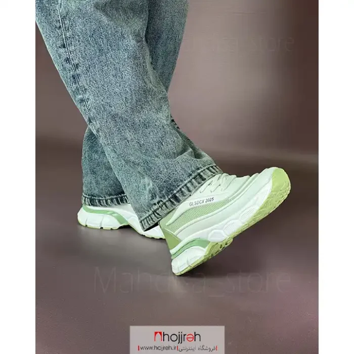 خرید و قیمت کتانی اسپرت طرح فشیون سفید سبز کد MH1031 از حجره