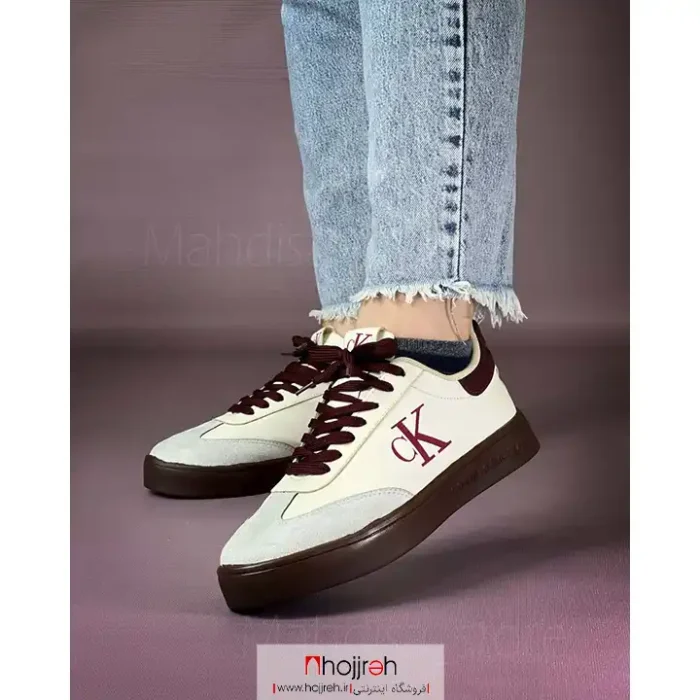 خرید و قیمت کتانی ونس دخترانه طرح CK سفید زرشکی کد MH1034 از حجره