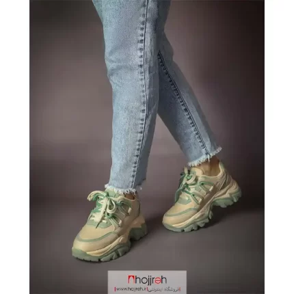 قیمت و خرید کتانی لژدار بندی دخترانه کرم سبز کد MH1042 از حجره